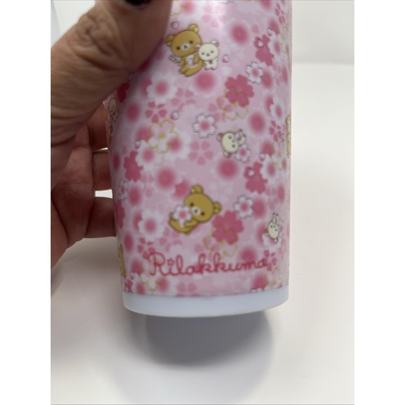 San-X Rilakkuma Round‎ 1 Plastic Tumbler Cup 16oz Pink Cute 6.25" NEW Sanrio - Picture 4 of 5